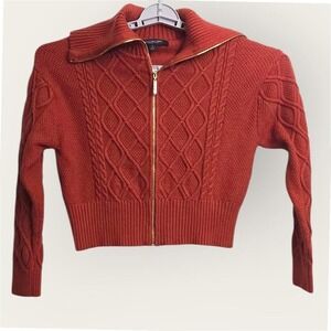 Marc New York Red Cropped Zip Sweater – Size Small